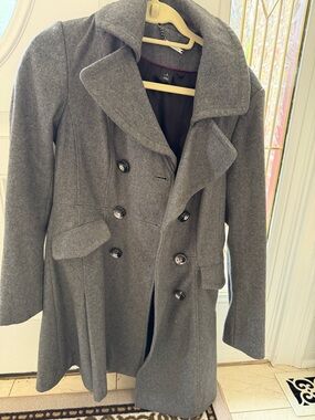 White House Black Market Gray Double-Breasted Pea Coat